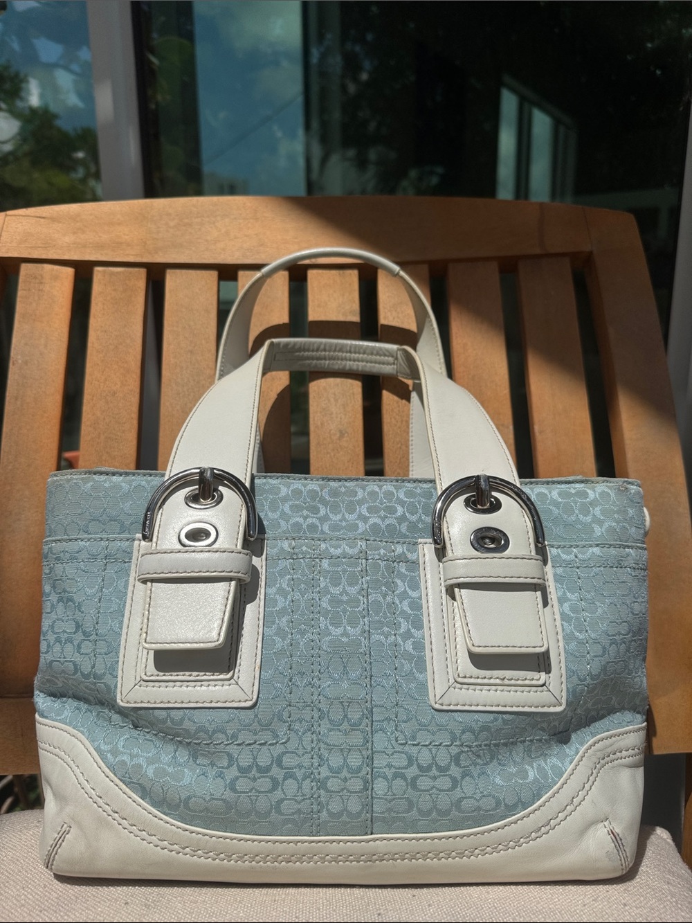 Coach Soho Signature Tote Baby Blue Y2K with COA - Picture 4 of 12